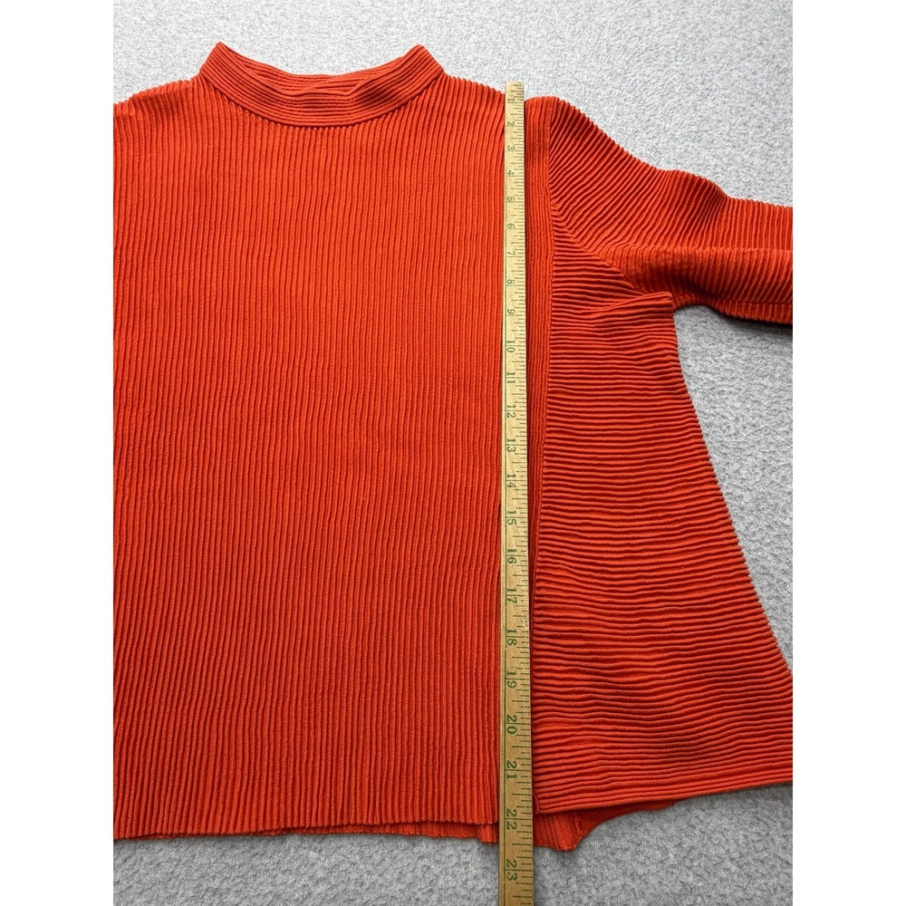 COS Women's Large Orange Ribbed Mock Neck Cotton Sweater Pullover Minimalist‎ - Picture 8 of 12